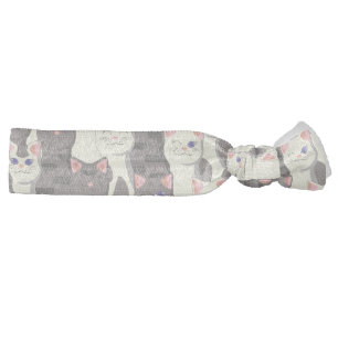 White and gray cats pattern elastic hair tie