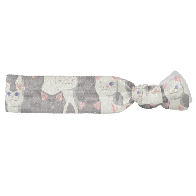 White and gray cats pattern elastic hair tie (Right)