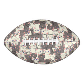 White and gray cats pattern football