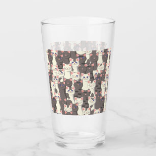 White and gray cats pattern glass