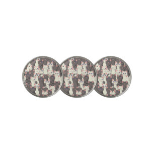 White and gray cats pattern golf ball marker