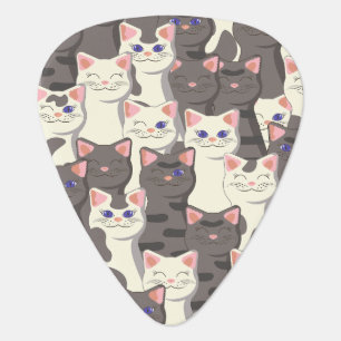 White and gray cats pattern guitar pick