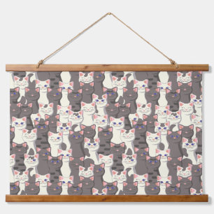 White and gray cats pattern hanging tapestry
