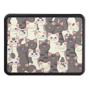 White and gray cats pattern hitch cover