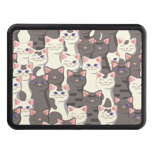 White and gray cats pattern hitch cover (Front)