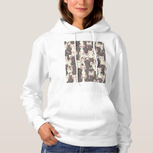 White and gray cats pattern hoodie