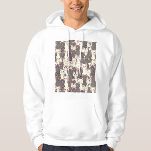 White and gray cats pattern hoodie
