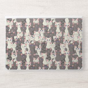 White and gray cats pattern HP laptop skin