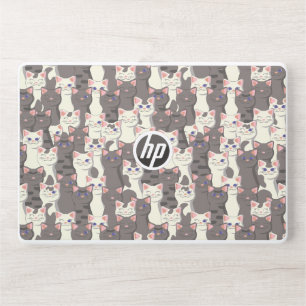 White and gray cats pattern HP laptop skin