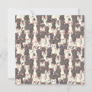 White and gray cats pattern invitation