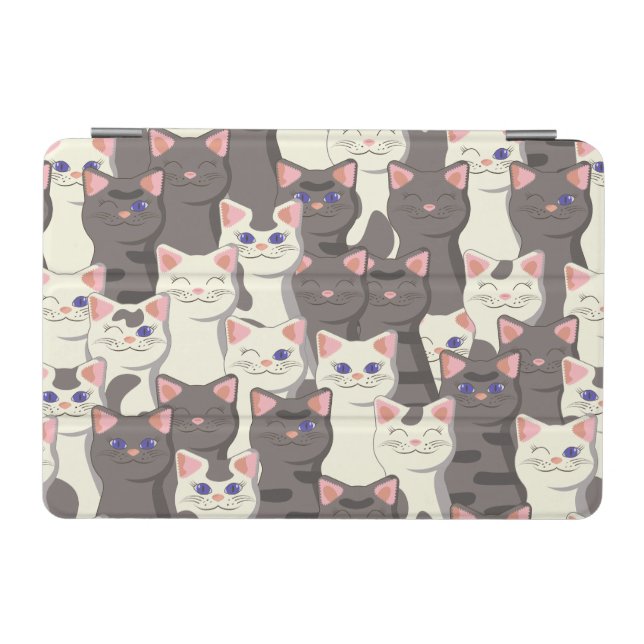 White and gray cats pattern iPad mini cover (Horizontal)