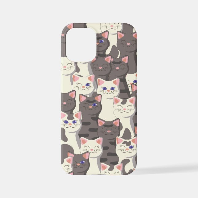 White and gray cats pattern iPhone case (Back)