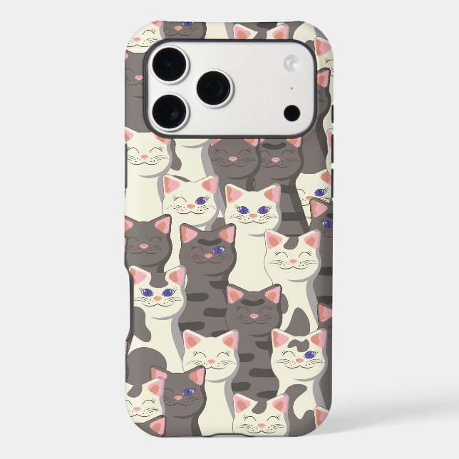 White and gray cats pattern iphone case (Back)