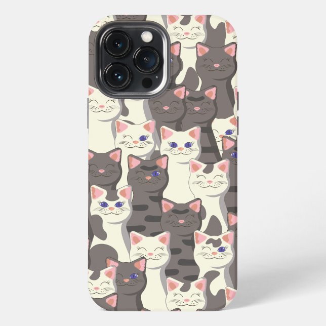 White and gray cats pattern iphone case (Back)