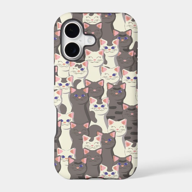 White and gray cats pattern iphone case (Back)