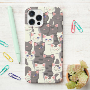 White and gray cats pattern iPhone 12 pro max case