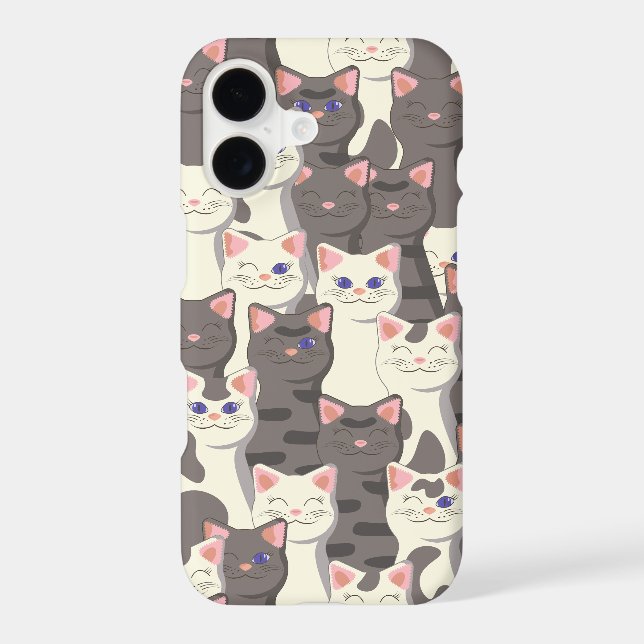 White and gray cats pattern iPhone case (Back)
