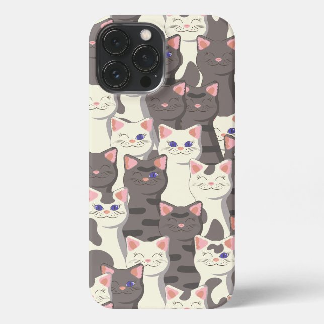 White and gray cats pattern iPhone case (Back)