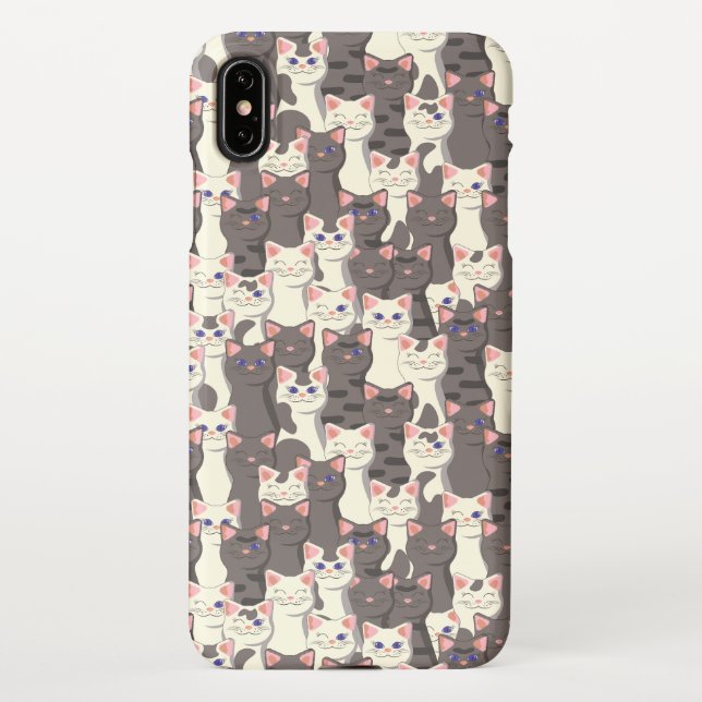 White and gray cats pattern iPhone case (Back)
