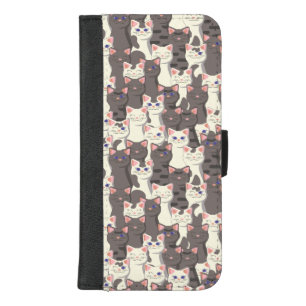 White and gray cats pattern iPhone 8/7 plus wallet case