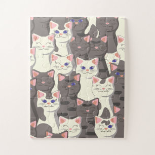 White and gray cats pattern jigsaw puzzle