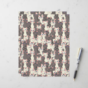 White and gray cats pattern letterhead