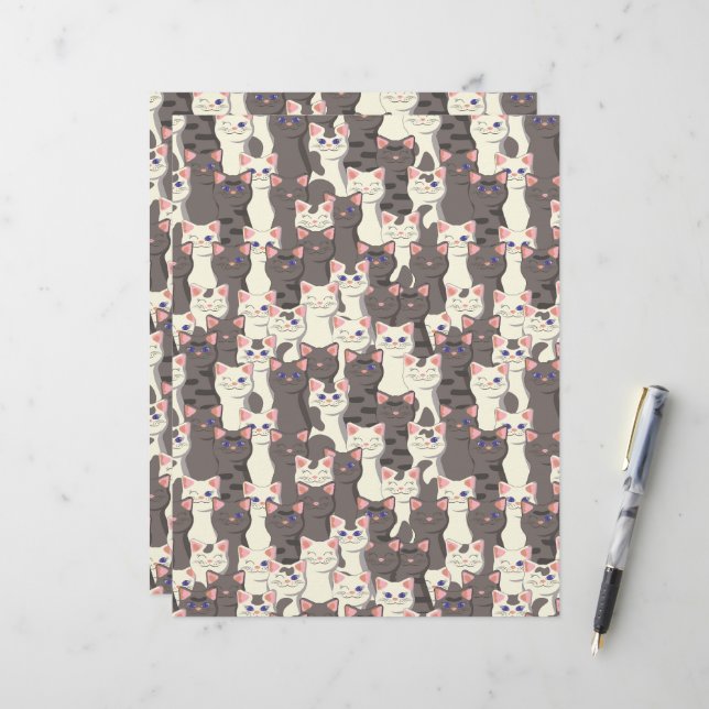 White and gray cats pattern letterhead (Front/Back In Situ)
