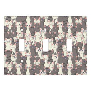 White and gray cats pattern light switch cover