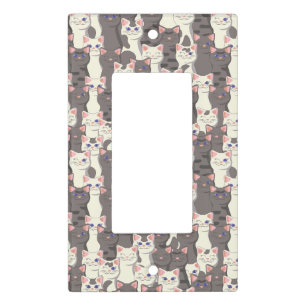 White and gray cats pattern light switch cover