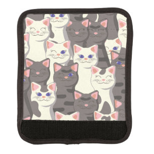White and gray cats pattern luggage handle wrap