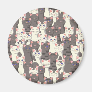 White and gray cats pattern magnet
