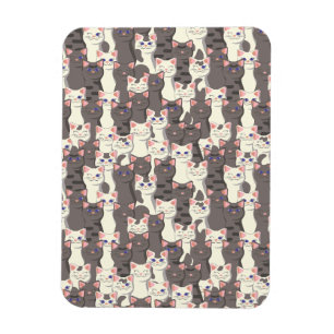 White and gray cats pattern magnet