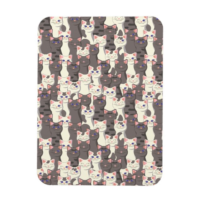 White and gray cats pattern magnet (Vertical)