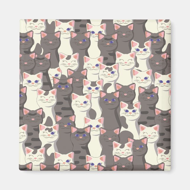 White and gray cats pattern magnet (Front)