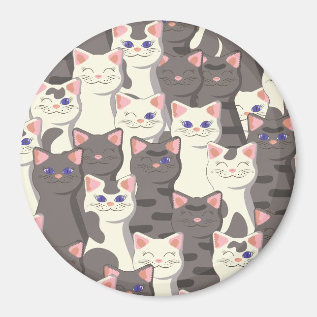 White and gray cats pattern magnet (Front)