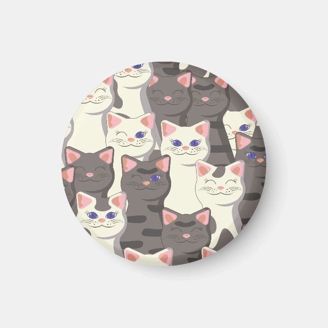 White and gray cats pattern magnet (Front)