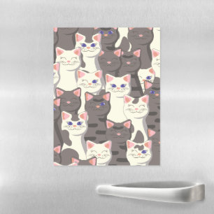 White and gray cats pattern magnetic dry erase sheet