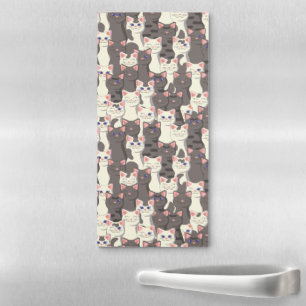 White and gray cats pattern magnetic notepad