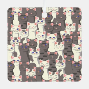 White and gray cats pattern metal ornament