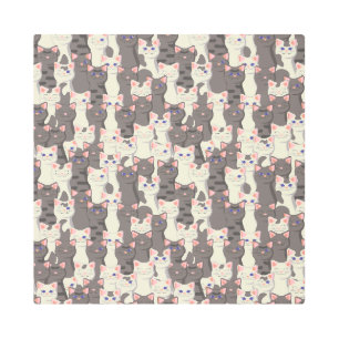 White and gray cats pattern metal print
