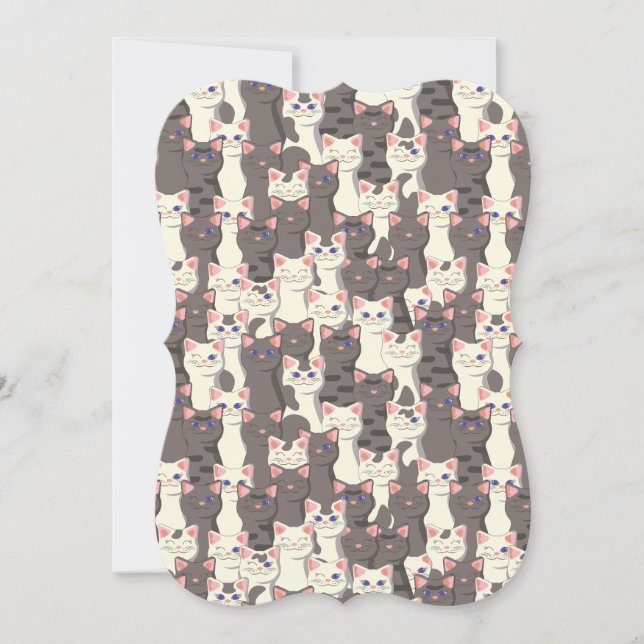 White and gray cats pattern note card (Front)