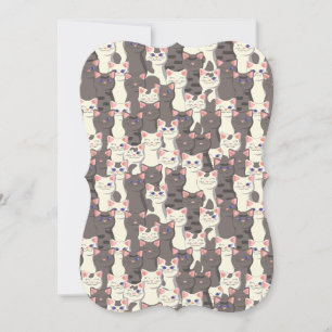 White and gray cats pattern note card