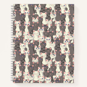 White and gray cats pattern notebook