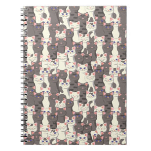 White and gray cats pattern notebook