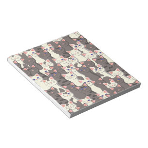 White and gray cats pattern notepad