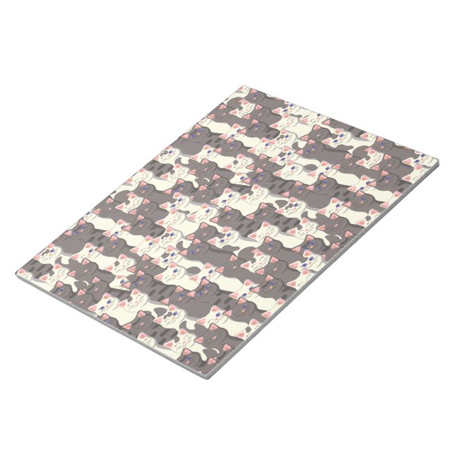 White and gray cats pattern notepad (Angled)