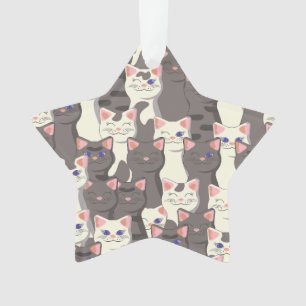 White and gray cats pattern ornament