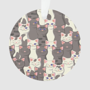 White and gray cats pattern ornament