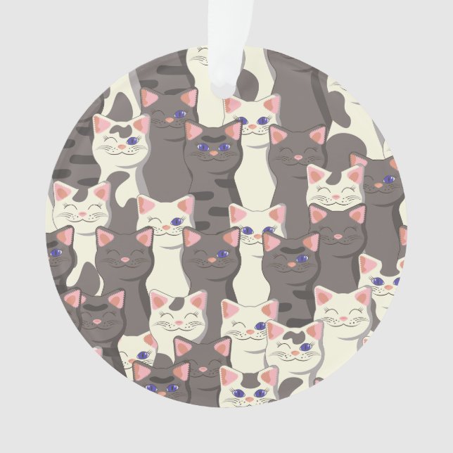White and gray cats pattern ornament (Front)