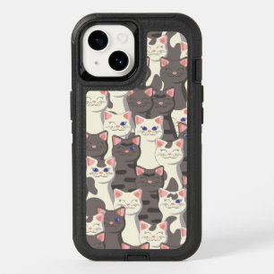 White and gray cats pattern OtterBox iPhone 14 case